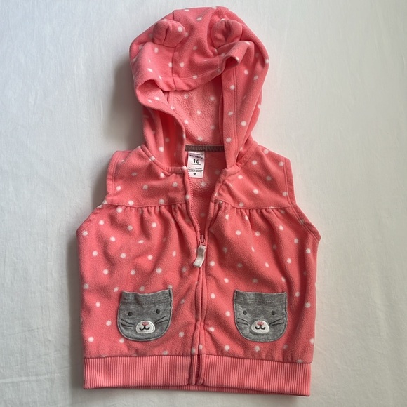 Carter's Baby Gray Zip-Up Fleece Hoodie and Hooded Fleece Vest Size 18 Months - Picture 7 of 10